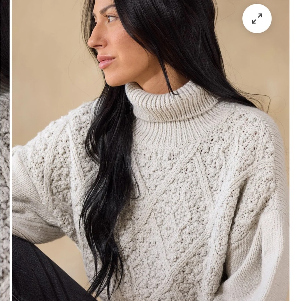 Sundance Cream/Grayish Textured Caroline Turtleneck Sweater - Picture 4 of 6